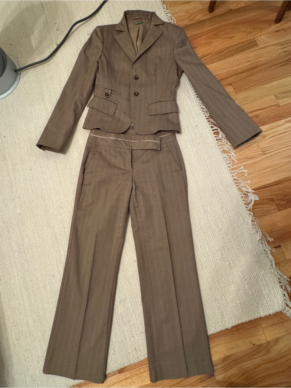 Women's Brown Pinstripe Two-Piece Pant Suit